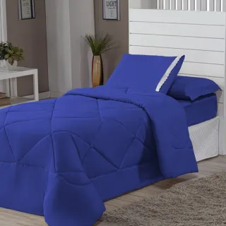 Promoção Edredon Solteiro Dupla Face Margarida com Fronha - Avelã