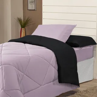 Promoção Edredon Solteiro Dupla Face Margarida com Fronha - Avelã