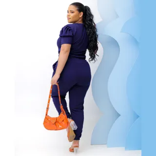 Fardamento Confortável Conjunto Suave Calça Jogging Blusa Manga Princesa - LAVANDA