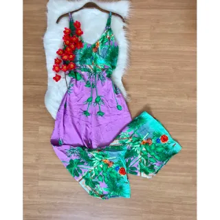 Coleção Verão Macacão Estampado Viscose Longo - Estampa 18