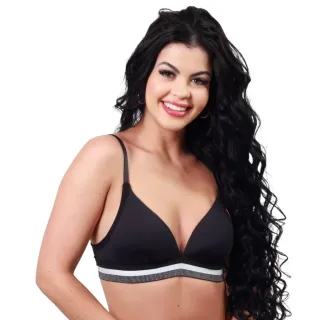 Alça regulável, sutiã de bojo soft sem aro em microfibra - Marinho