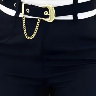 Cinto Casual Social Cintura Alta Alfaiataria Shortinho - Bege