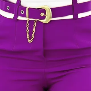 Cinto Casual Social Cintura Alta Alfaiataria Shortinho - Bege