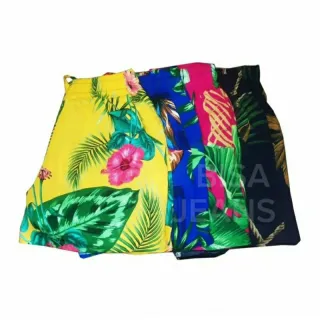 Shorts Feminino Estampado Pacote Com 3, Viscose e Viscolinho, Tamanhos P, M, G - GG