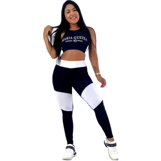 Moda fitness feminina conjunto top + calça Maria Gueixa - Roxo