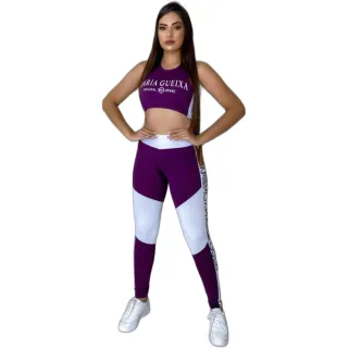 Moda fitness feminina conjunto top + calça Maria Gueixa - Roxo