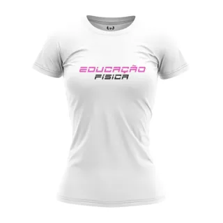 Personalize sua Camiseta Dry Fit Feminina Educação Física com seu nome - Azul