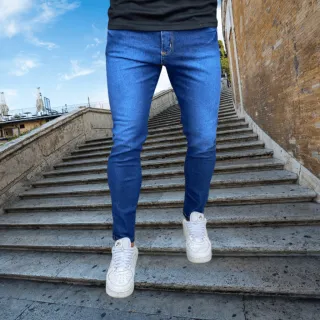 Envio Imediato Calça Jeans Masculina Slim Original Elastano Cor Médio - Medio