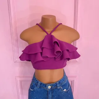 Detalhes nas costas, cropped maravilhoso com alça babado 024 - Magenta