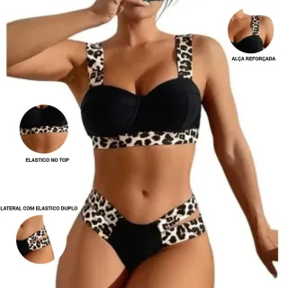 Promoção Biquini Neon Super Luxo com Bojo - Moda Praia Roupas Femininas - tamanho unico onça