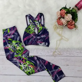Roupas Femininas para Academia: Conjunto Fitness Legging e Top Suplex Animal Print - CONJ DAY 43