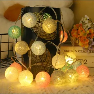 Iluminação Festas Luminária LED Cordão Barbante 10 Bolas Decoração - Dourado - R81334-011