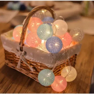 Iluminação Festas Luminária LED Cordão Barbante 10 Bolas Decoração - Dourado - R81334-011