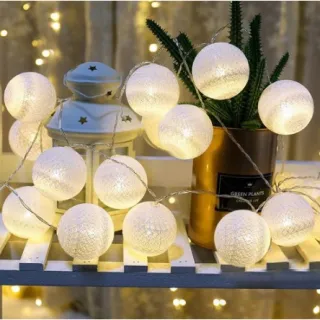 Iluminação Festas Luminária LED Cordão Barbante 10 Bolas Decoração - Dourado - R81334-011