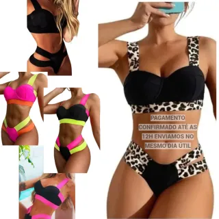 Promoção Biquini Neon Super Luxo com Bojo - Moda Praia Roupas Femininas - tamanho unico onça