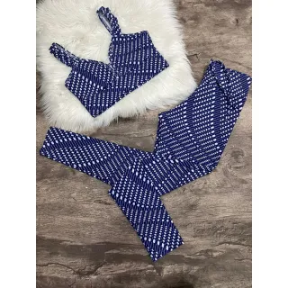 Calça Legging com Top Fitness Conjunto Babado - Preto