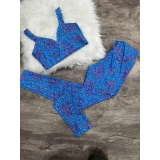 Calça Legging com Top Fitness Conjunto Babado - Preto