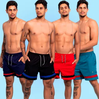 Kit Bermuda Masculina Tactel Lisa Elastano - Praia, Academia, Verão - KIT-3 Bermuda De Tactel