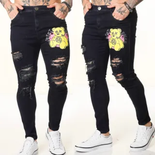 Calças masculinas premium estampadas super elastano skinny destroyed - Calça night on sorriso