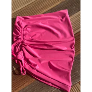 Gringa transparente curta praia saída - Branca com 2 drapeado