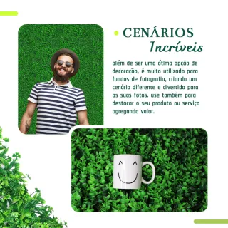 Painel Grama Mural Planta Artificial Samambaia - Muro Verde Jardim Vertical - Kit 4 - Samambaia