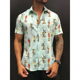 Viscose Verão 2021 Camisa Estampada Floral Havaiana Florida - Cor4