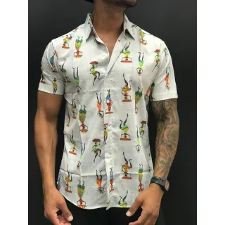 Viscose Verão 2021 Camisa Estampada Floral Havaiana Florida - Cor4