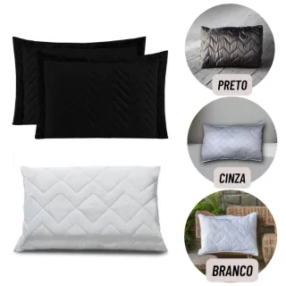 Travesseiros Premium Estampados Preto e Branco - Kit com 3 Unidades