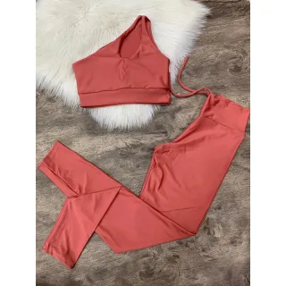 Calça Legging e Top de Um Ombro - Conjunto Fitness - Zebra