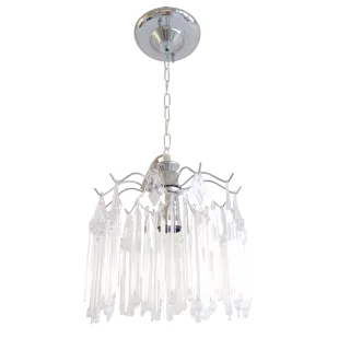 Lustre pendente de metal com pingentes em acrílico, lâmpada LED - Raryel - Único