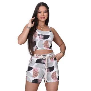 Short Cropped Feminino com Bojo e Bolsos Laterais - CFC- 13