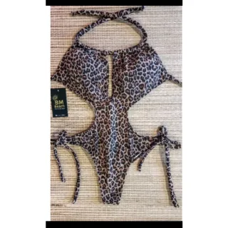 Decotado engana mamãe fio dental maiô BM BEACH - Rosa neon