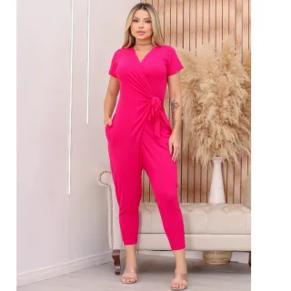 Calça Viscolycra Feminina Saruel Transpassada com Amarração e Bolso - Terracota