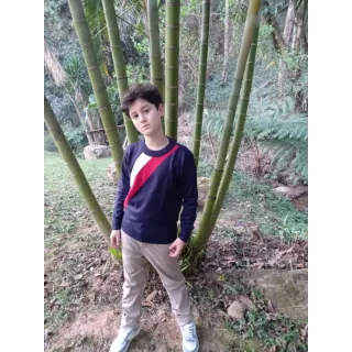 Malha tricô gola redonda suéter infantil masculino menino juvenil - Marinho