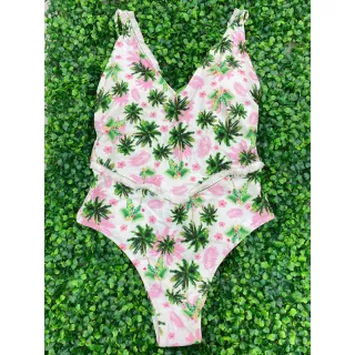 Moda praia floral: Maio com bojo removível, peça única 40-46 - Preto #2