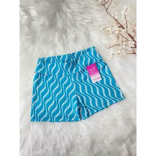 Cross curto shortinho - Compre online na Raryel - azul/riscos laranja