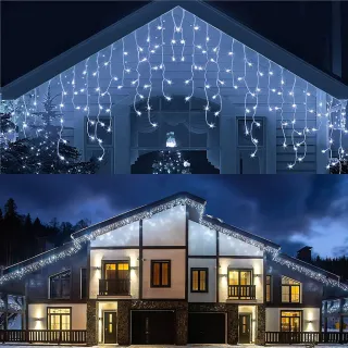 Enfeite de Natal Pisca Pisca Cascata 100 Leds 8 Funções - Raryel - BRANCO FRIO