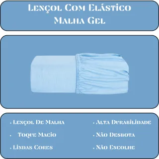 Lençol Malha Gel Avulso Casal - Queen 300 Fios - Malha Gel Azul