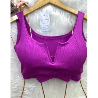 Moda Blogueira Verão Cropped Top Alça Feminina Decote Em V Aro Cod-CPAV com bojo - Preto