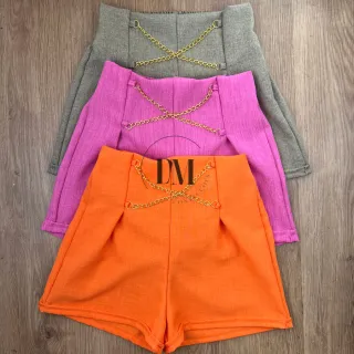 Adulto Shorts Feminino Alfaiataria - Preto