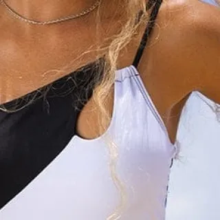 Lançamento Luxo Preto e Branco Body Maiô - Preto