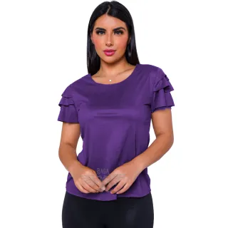 Blusa PREMIUM Manga Curta Suede BABADO 3 - Vermelho