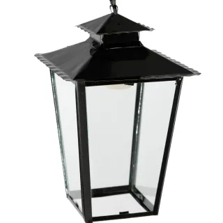 Pendente Colonial Quadrado de Teto Luminária Vidro Transparente - Ouro Velho