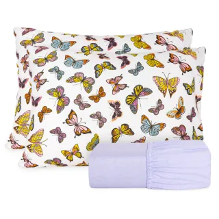 Lençol King Size - Jogo completo com qualidade e conforto - Malha Gel Lilas Borboleta