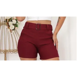 Moda Verão Kit 3 Short Feminino Bengaline Cintura Alta Sem Bolso - Cores Surtida