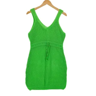 Moda Verão Tricot Blogueira: Saída Praia Curta Feminina Tendência Banho - Verde água
