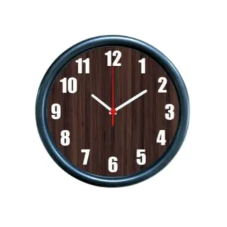 Relógio Analógico Redondo de Parede 23x23 cm - Marrom Escuro Borda/Branca
