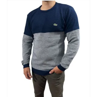 Blusa de frio masculina em lã/casaco/suéter - Cinza/preto ponto inglês