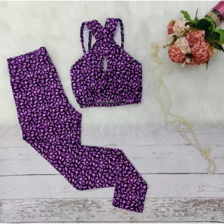 Roupas Femininas para Academia: Conjunto Fitness Legging e Top Suplex Animal Print - CONJ DAY 43