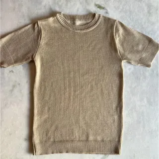 Decote Redondo Blusa Tricô Manga Curta Feminina - Verde Limão